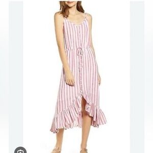 Rails Frida Striped Linen Blend Dress Red White Stripe Womens Size Medium